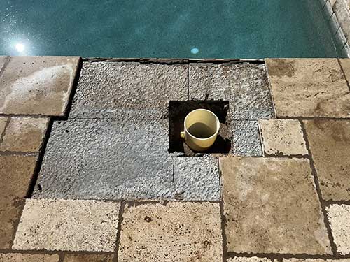 Pool Autofill Replaced Under Travertine Pool Deck Pool Autofill Replaced Under Travertine Pool Deck